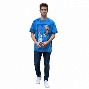 Naruto Shippuden Tie Dye Anime Graphic Tee Blue Black Medium